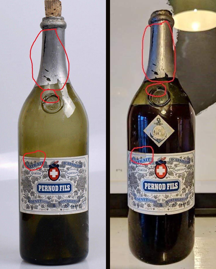 Bottiglia Assenzio contraffatta