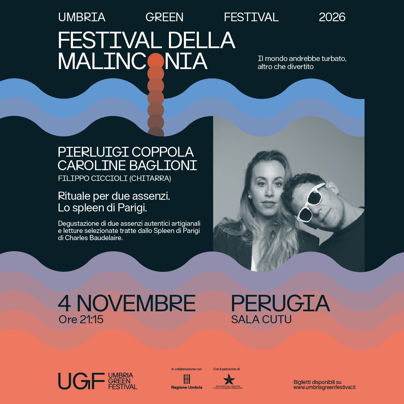 Il 4 novembre 2026 a Perugia: "Rituale per due assenzi", tra Baudelaire e la malinconia